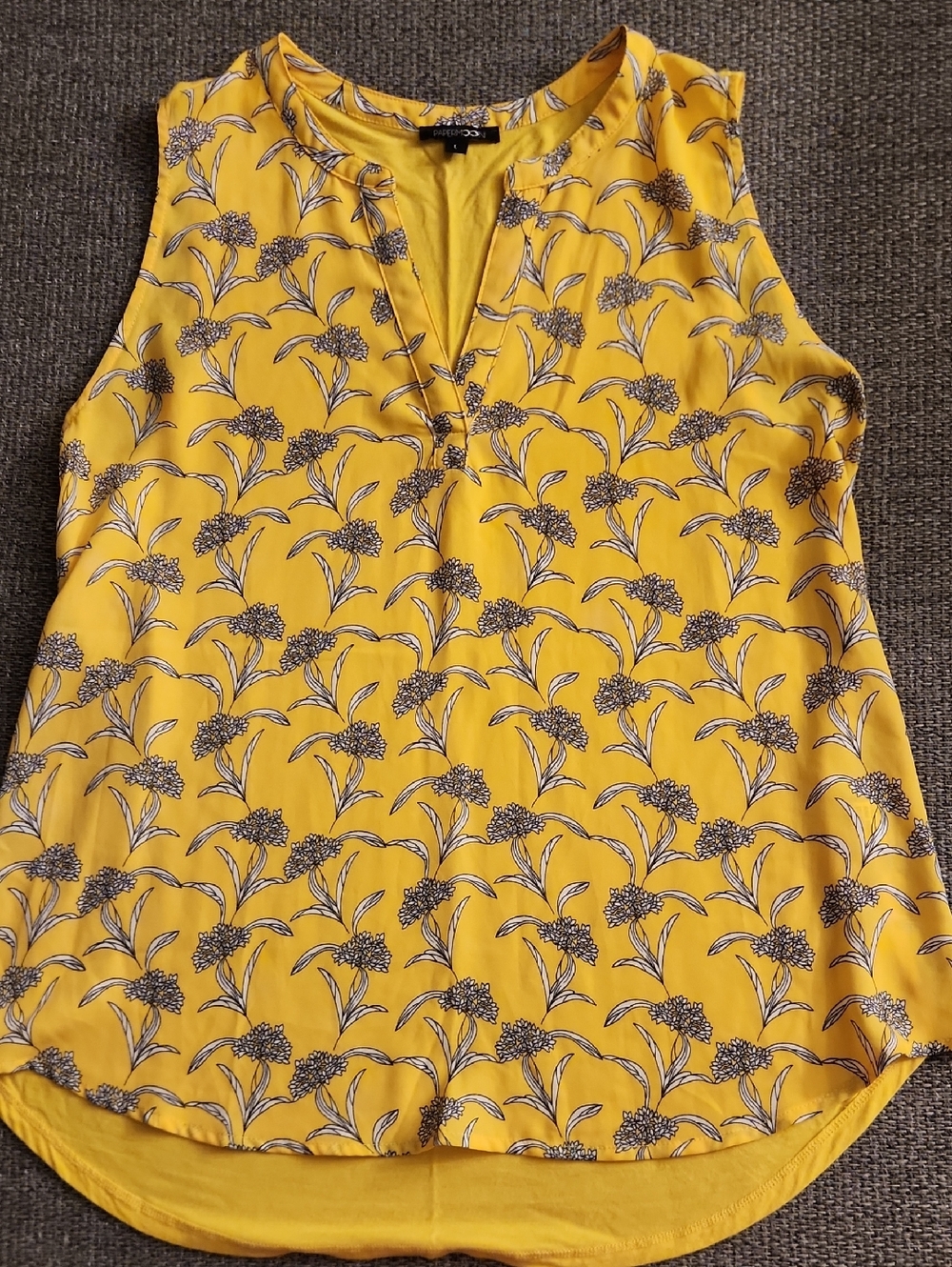 Papermoon Yellow Floral Sleeveless V-Neck Shell